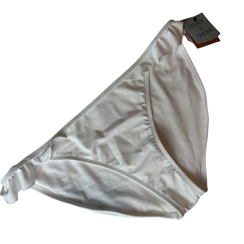 Shade & Shore white ruffled side bikini bottom low rise size Large 12-14